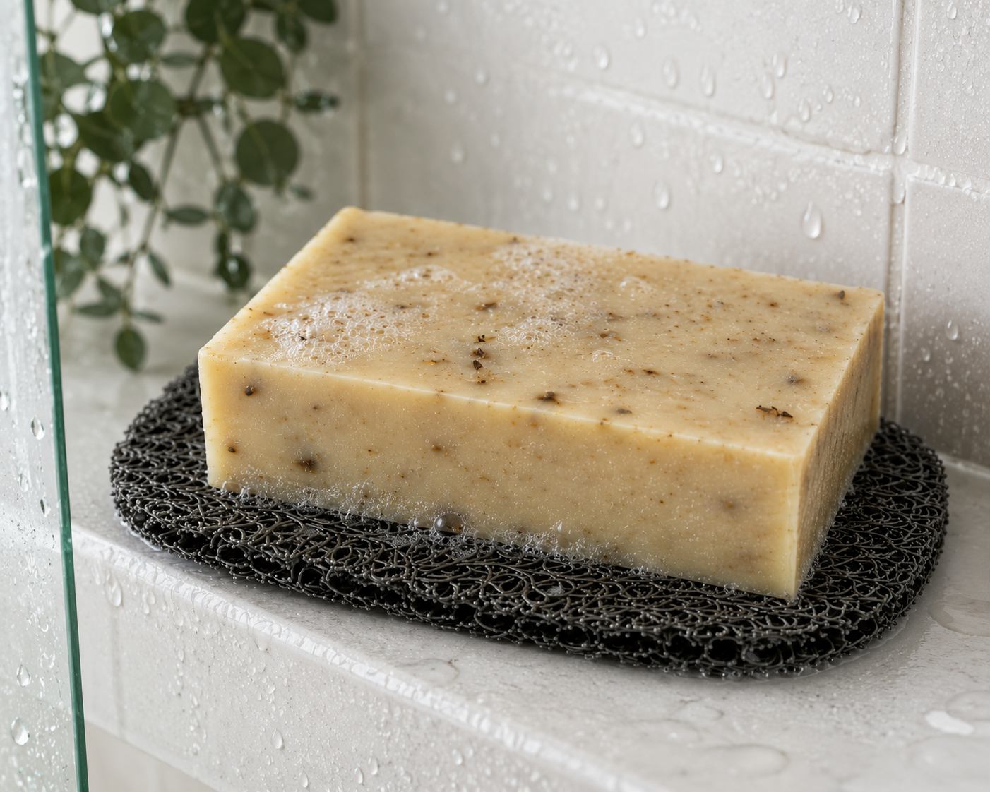 Charcoal Soap Saver Pad | BPA-Free Draining Soap Dish | Extends the Life of Your Soap
